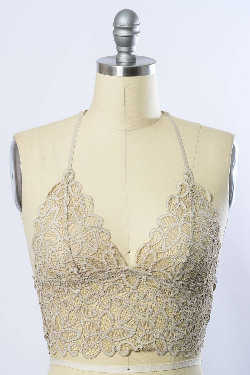 πΊ Floral Lace Racerback Bralette β Perfectly Padded!: Black / S