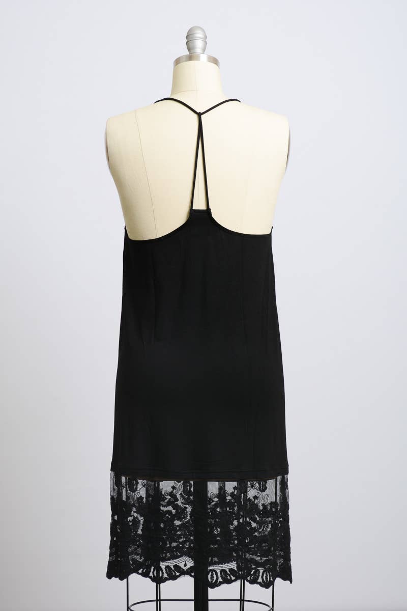 🖤 Versatile T-Back Lace Midi Slip in Ivory