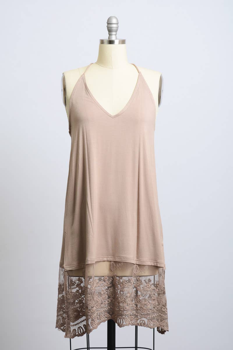 🖤 Versatile T-Back Lace Midi Slip in Ivory