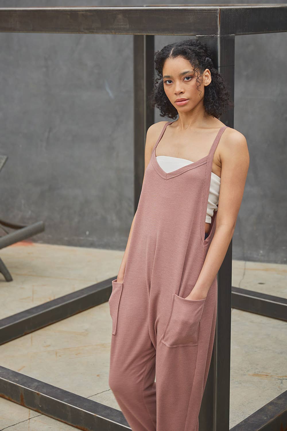 Solid Harem Jumpsuit with Pockets BLACK