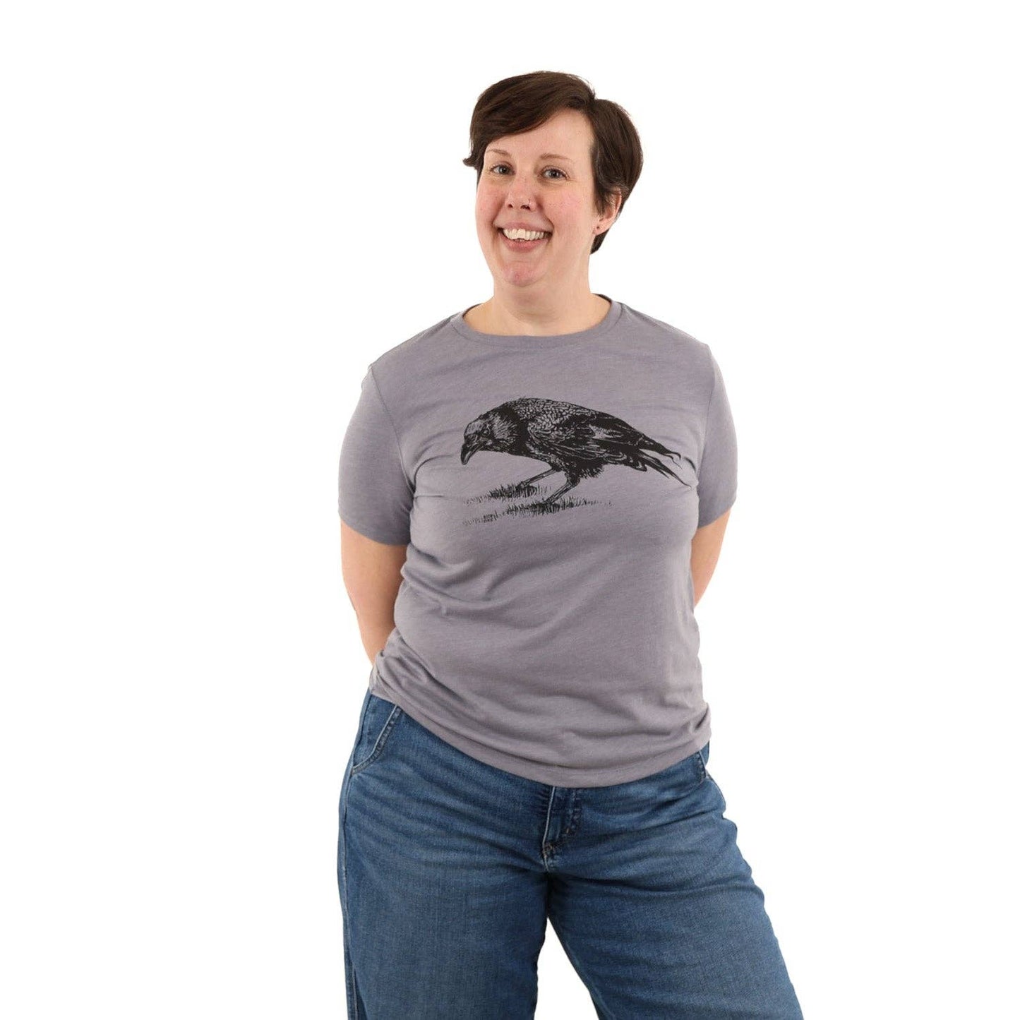 Women's Crow T Shirt: Heather Slate / L