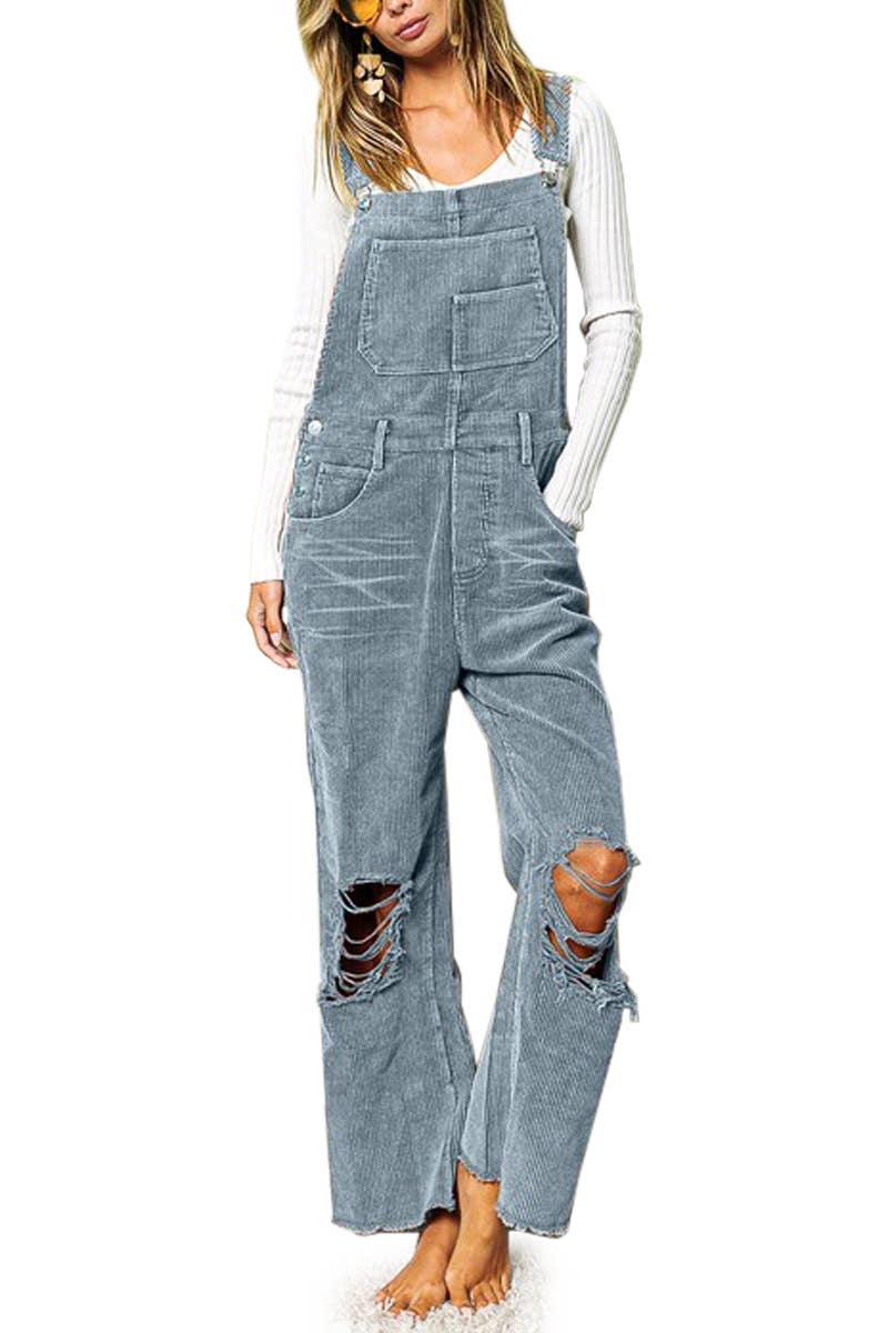 Distressed Vintage Wash Overalls: VINTAGE RUST o