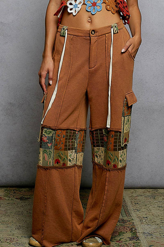 POL French terry big pockets on side straight knit pants: CHOCOLATE MOUSSE / S,M,L