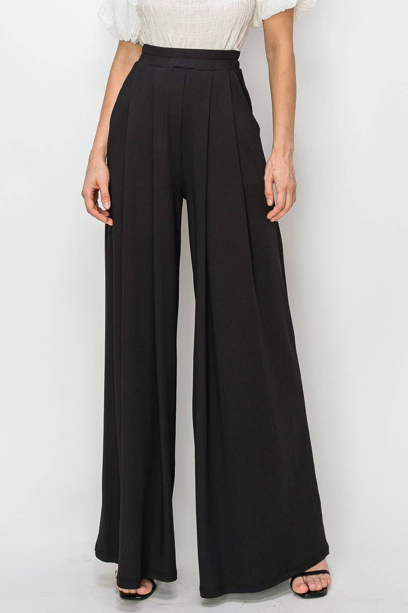 Super Flowy Ribbed Wide Leg Palazzo Pants