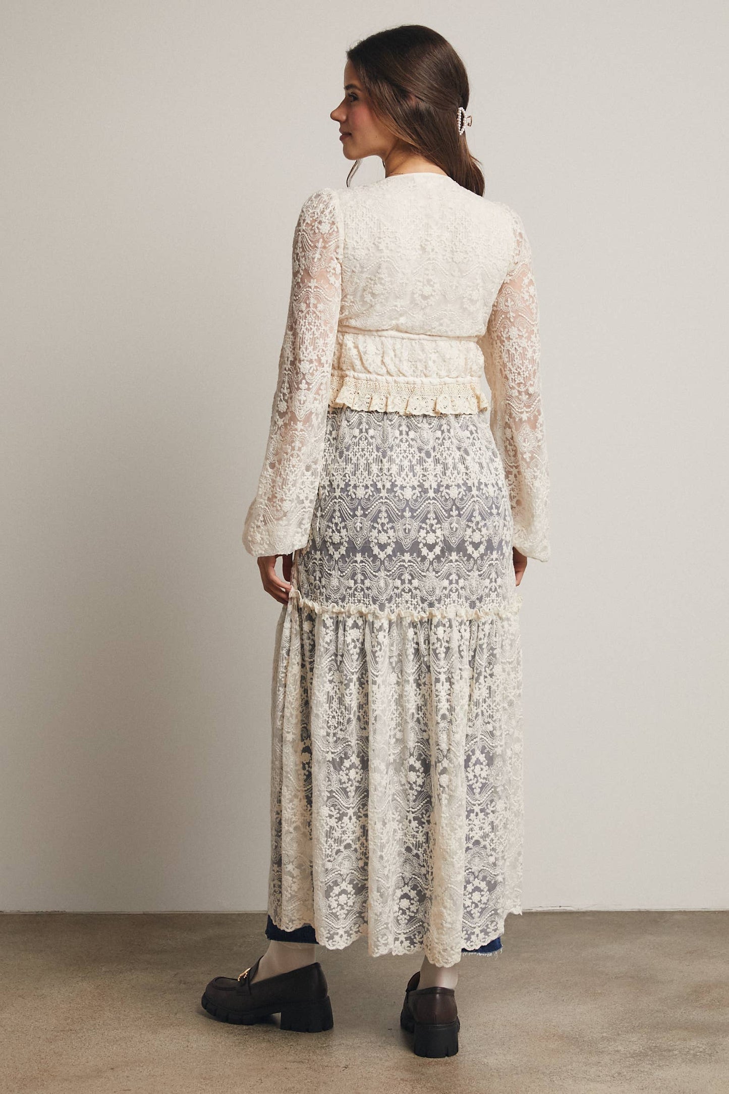 Lace Ruffle Maxi Duster FJ0003: Terracotta / Contemporary / S