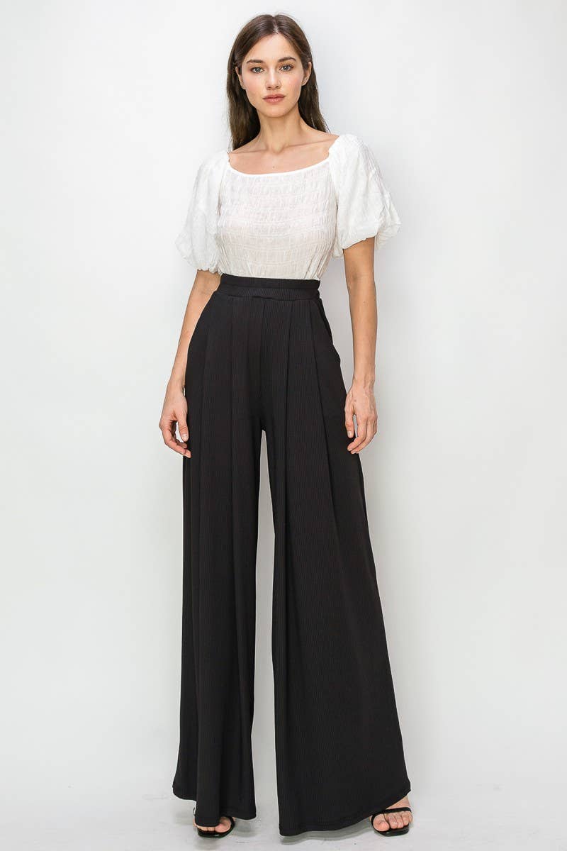 Super Flowy Ribbed Wide Leg Palazzo Pants