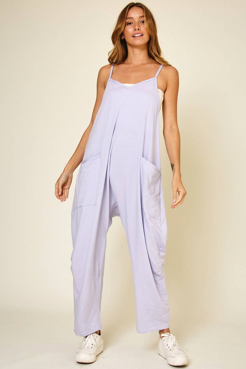 Cotton Harem Jumpsuit with Pockets