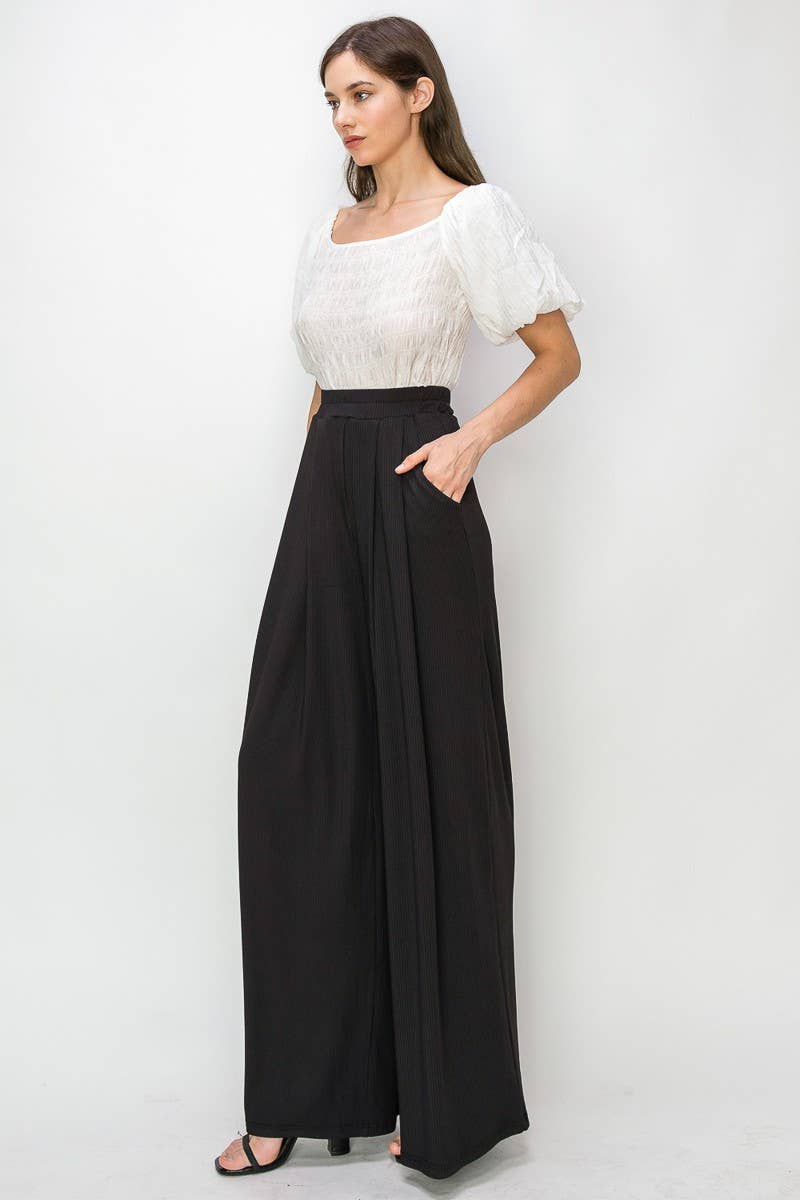 Super Flowy Ribbed Wide Leg Palazzo Pants