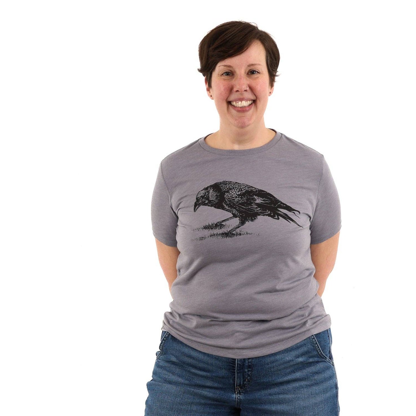 Women's Crow T Shirt: Heather Slate / L