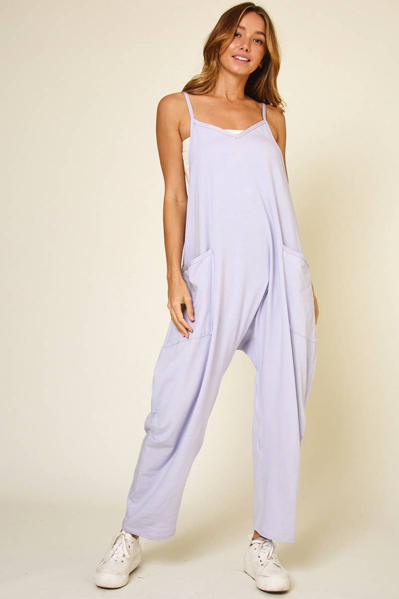 Cotton Harem Jumpsuit with Pockets