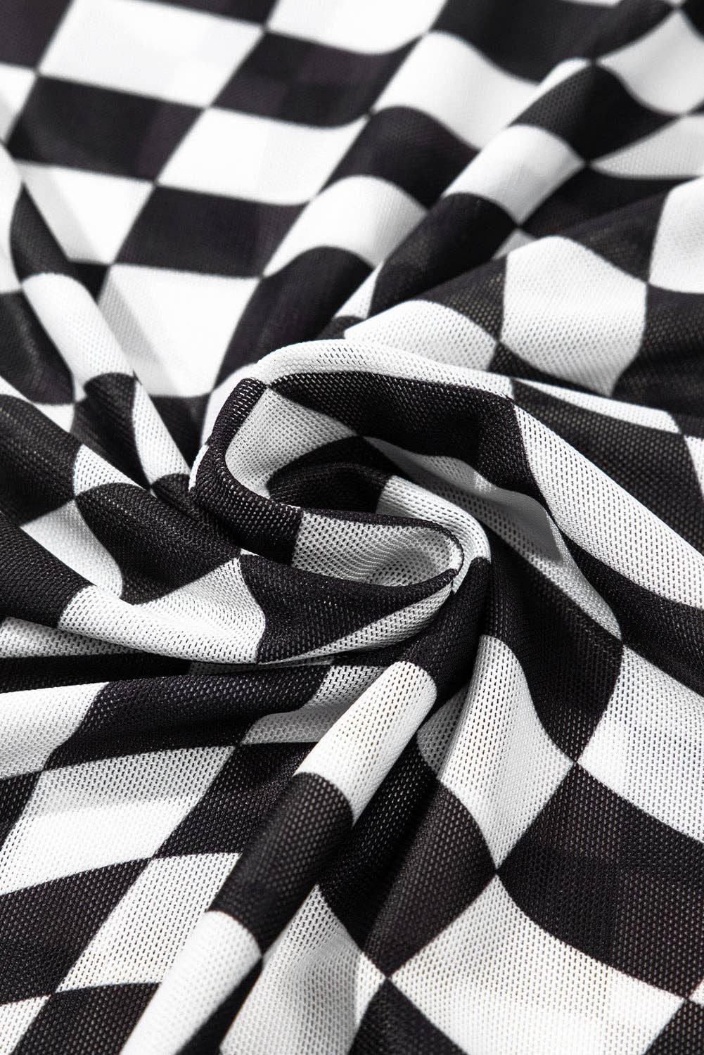 Short Sleeve Checkered Mesh Crew Neck T Shirt