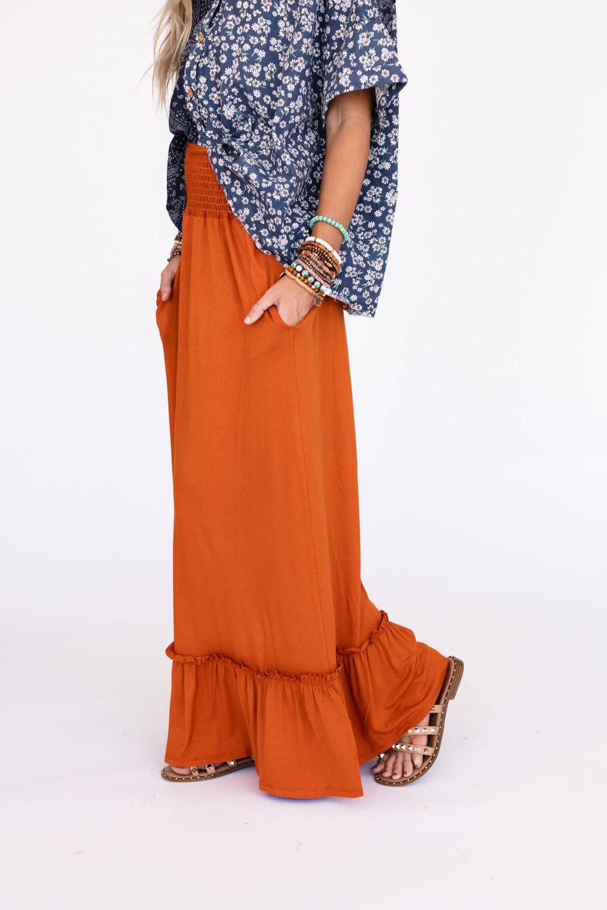 Ronnie Ruffle Maxi Skirt - Spice: XL