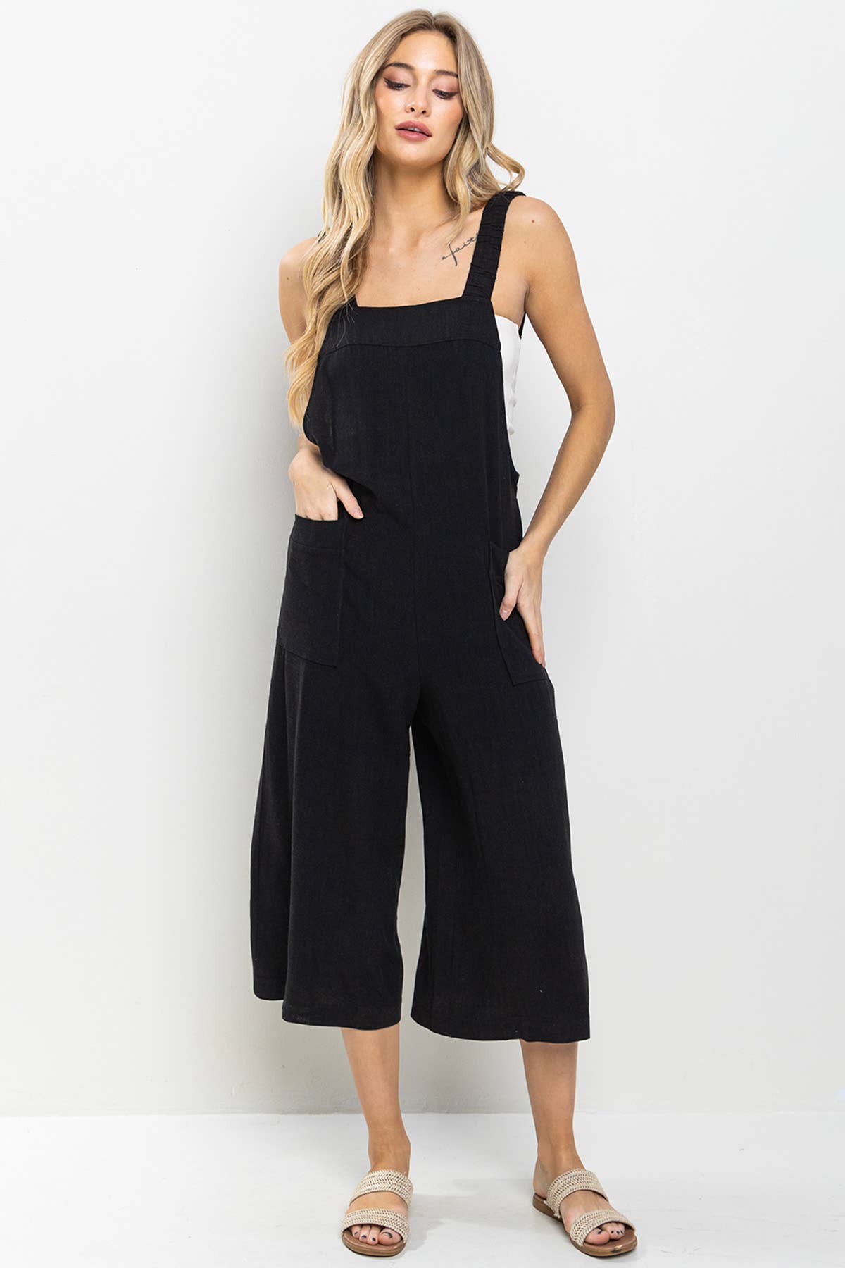 Wide Leg Backless Jumpsuit  BLACK