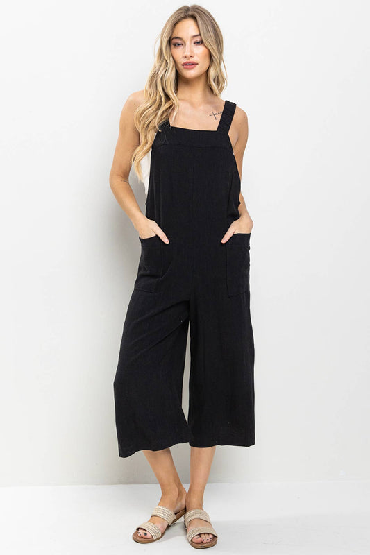 Wide Leg Backless Jumpsuit  BLACK