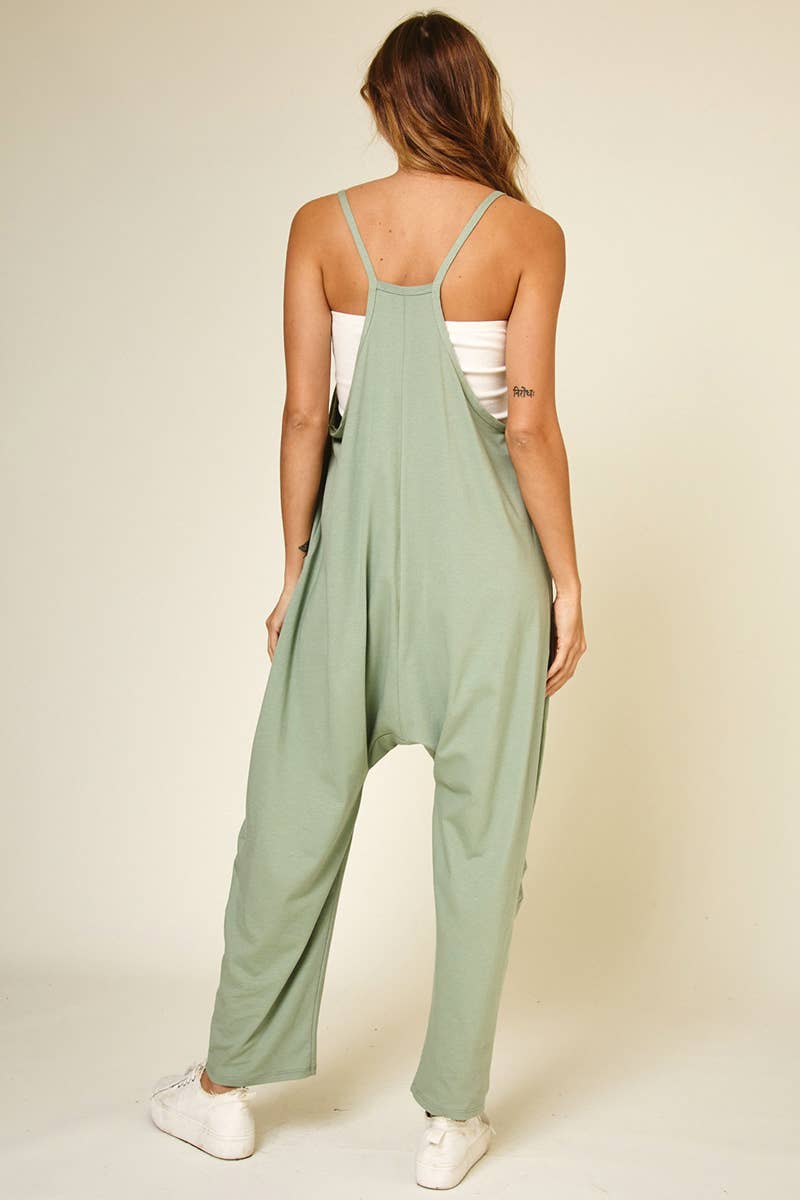 Cotton Harem Jumpsuit with Pockets