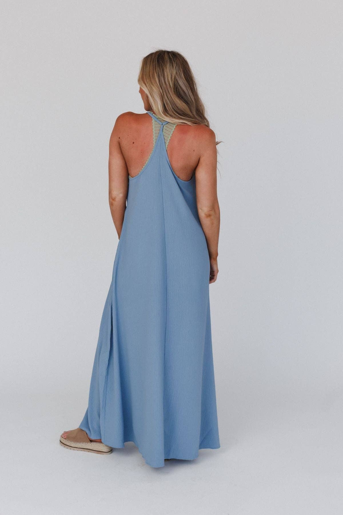 Oasis Pocket Maxi Dress - Dusty Blue: L