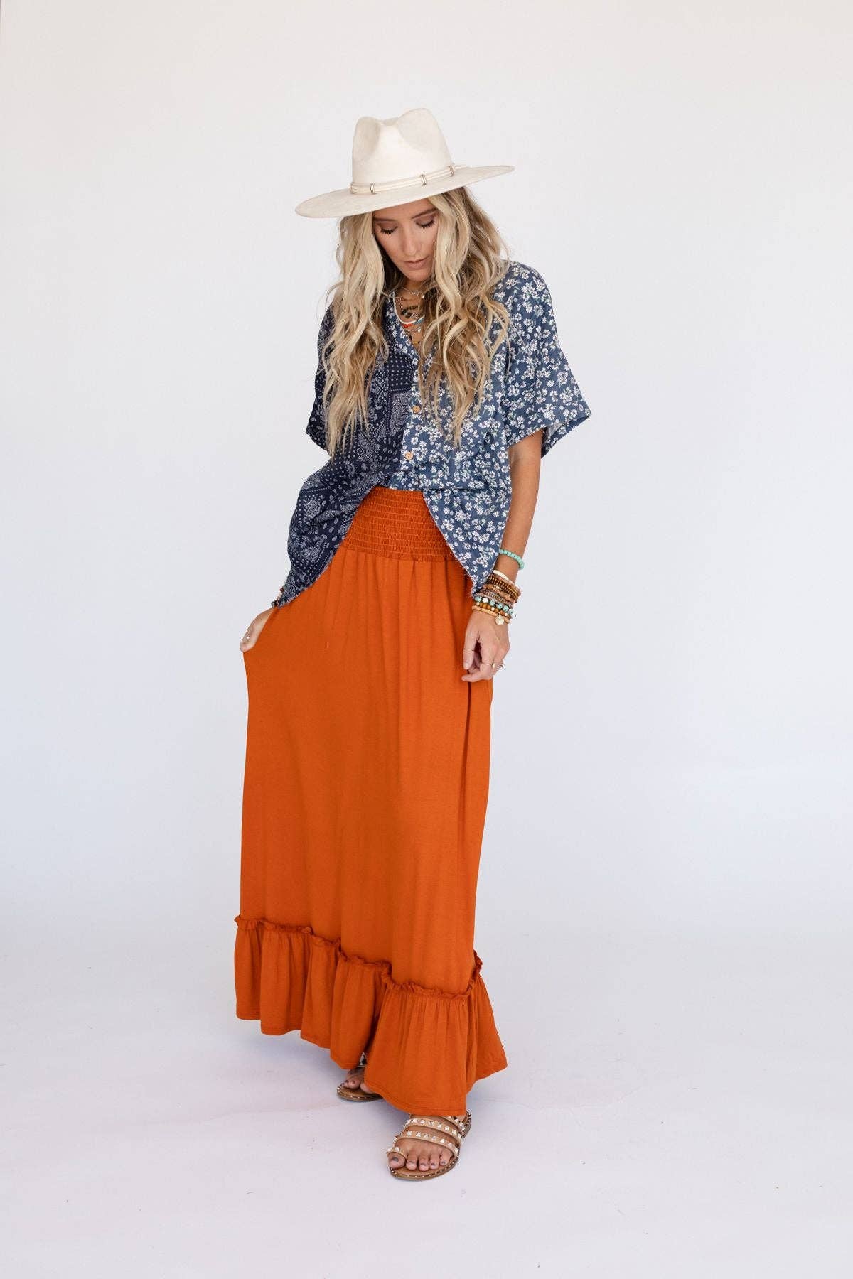 Ronnie Ruffle Maxi Skirt - Spice: XL