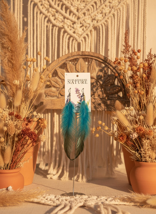 Feather earrings/Blue