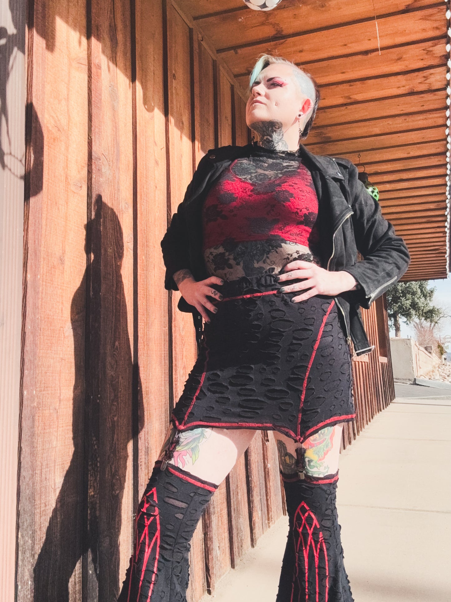 Black Mock Neck Floral Lace Mesh Long Sleeve Top