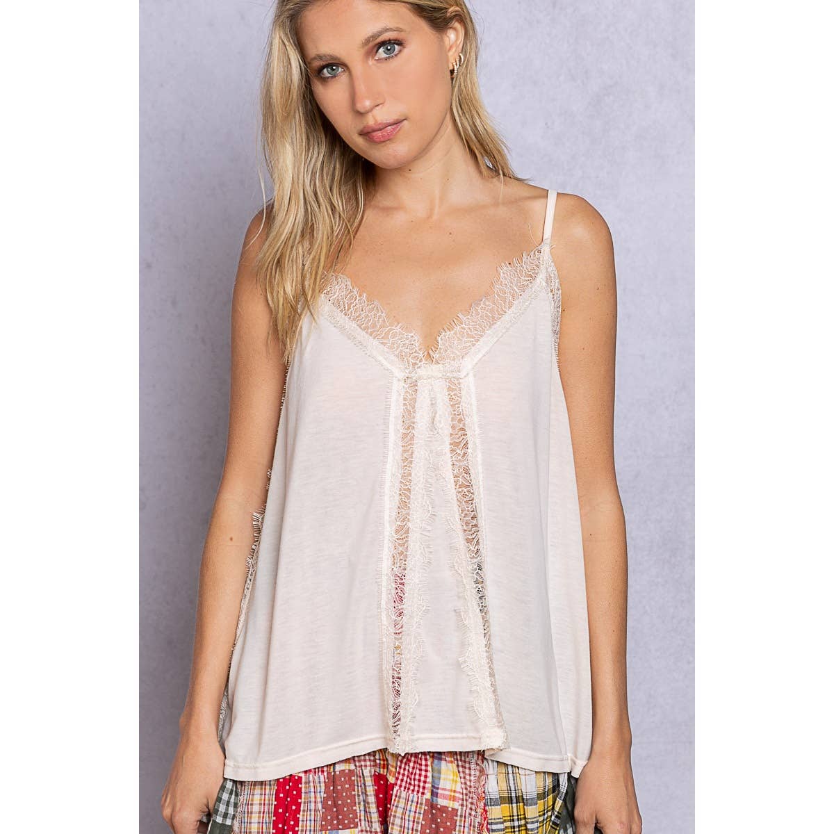 Sleeveless Lace Tank Top: SHAMROCK / L
