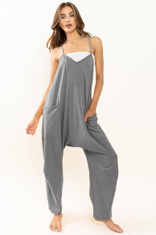 Cotton Harem Jumpsuit with Pockets