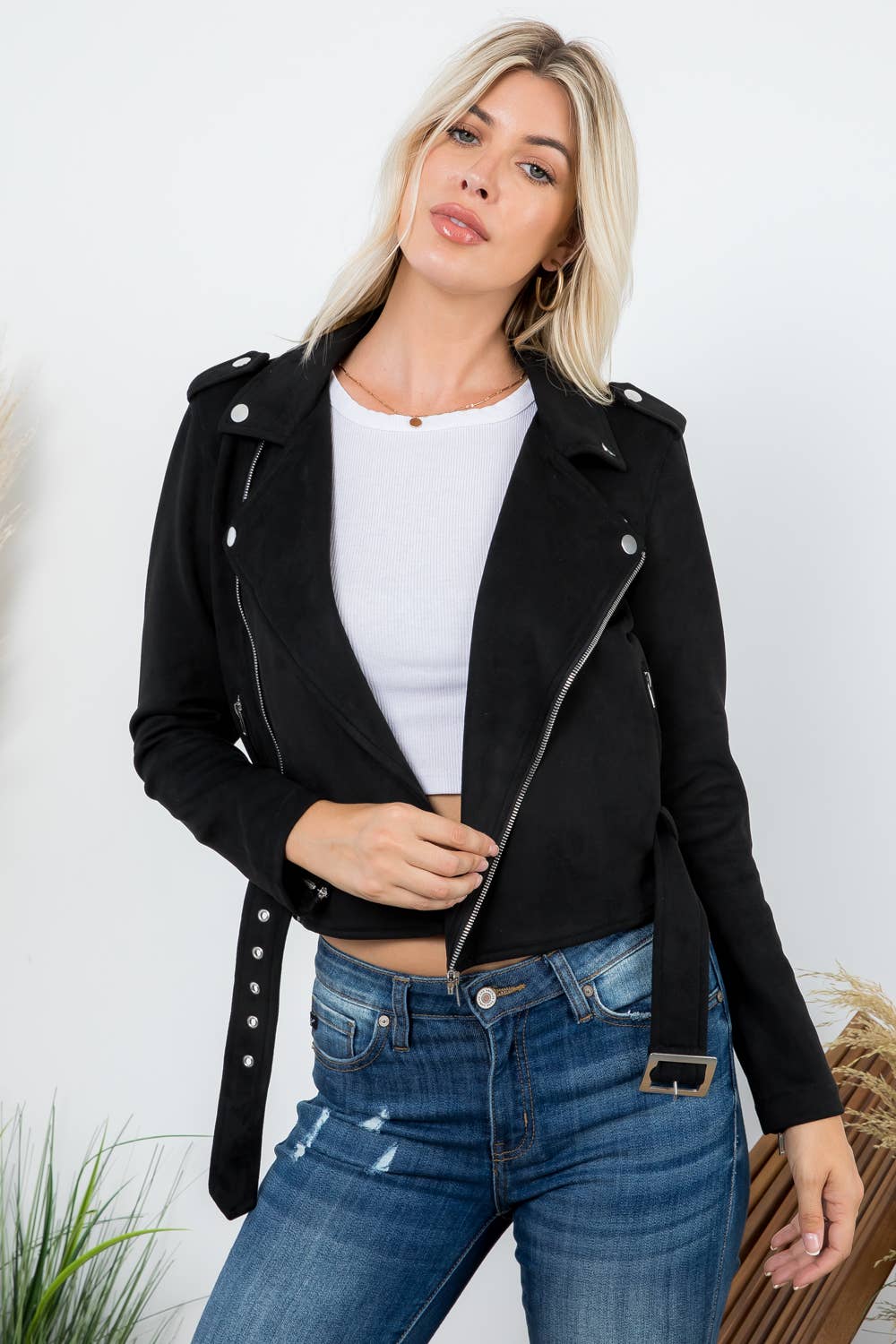 Suede Shell Moto Jacket - XL