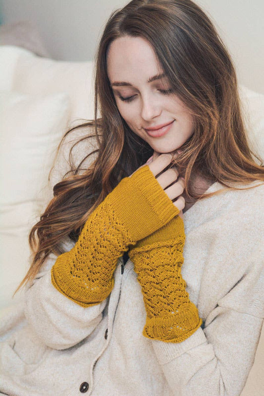 Trendy Winter Arm Warmers for Easy Texting 📱: Mustard