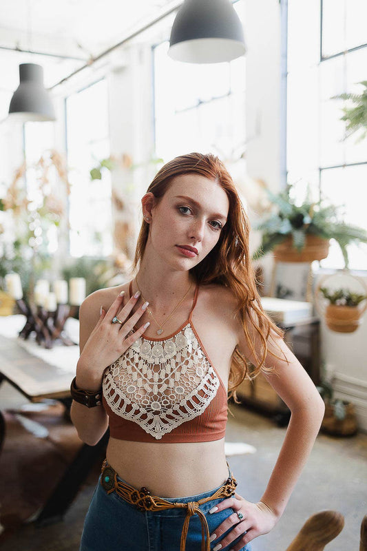 🌼 Crochet Brami Top: Rust / M/L