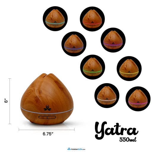 550ML Portable Essential Oil Diffuser With Multi Colored Light (Yatra): Black
