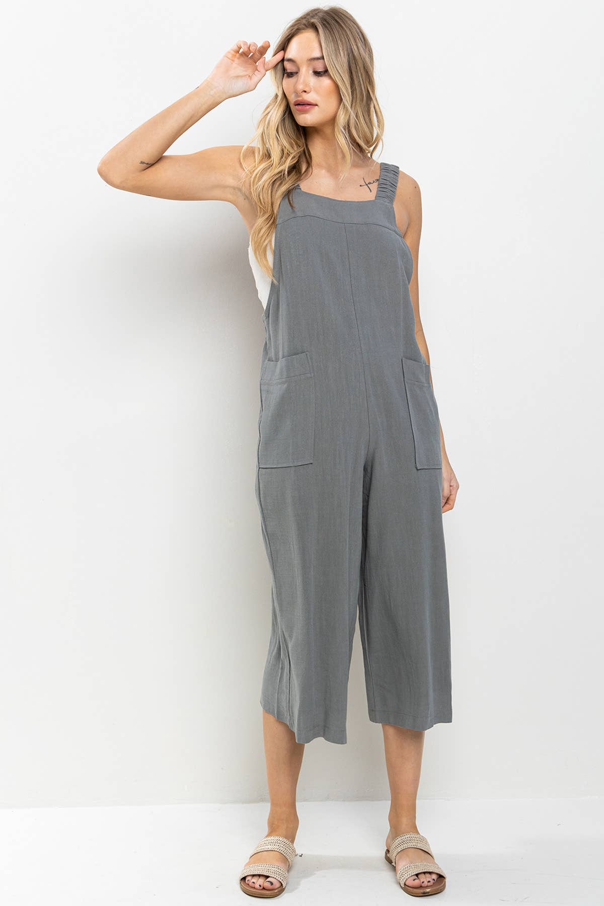 Wide Leg Backless Jumpsuit  BLACK