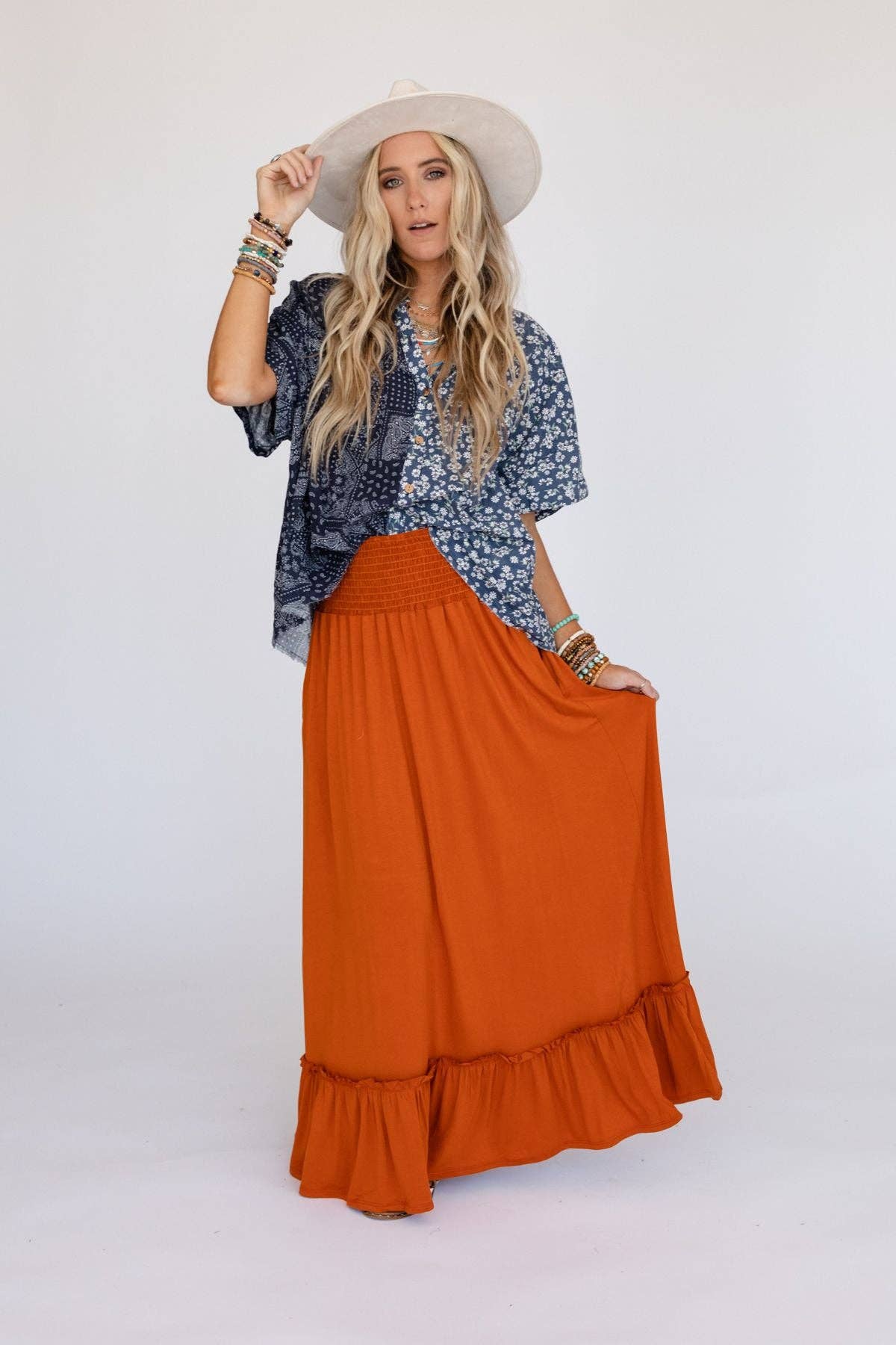 Ronnie Ruffle Maxi Skirt - Spice: XL