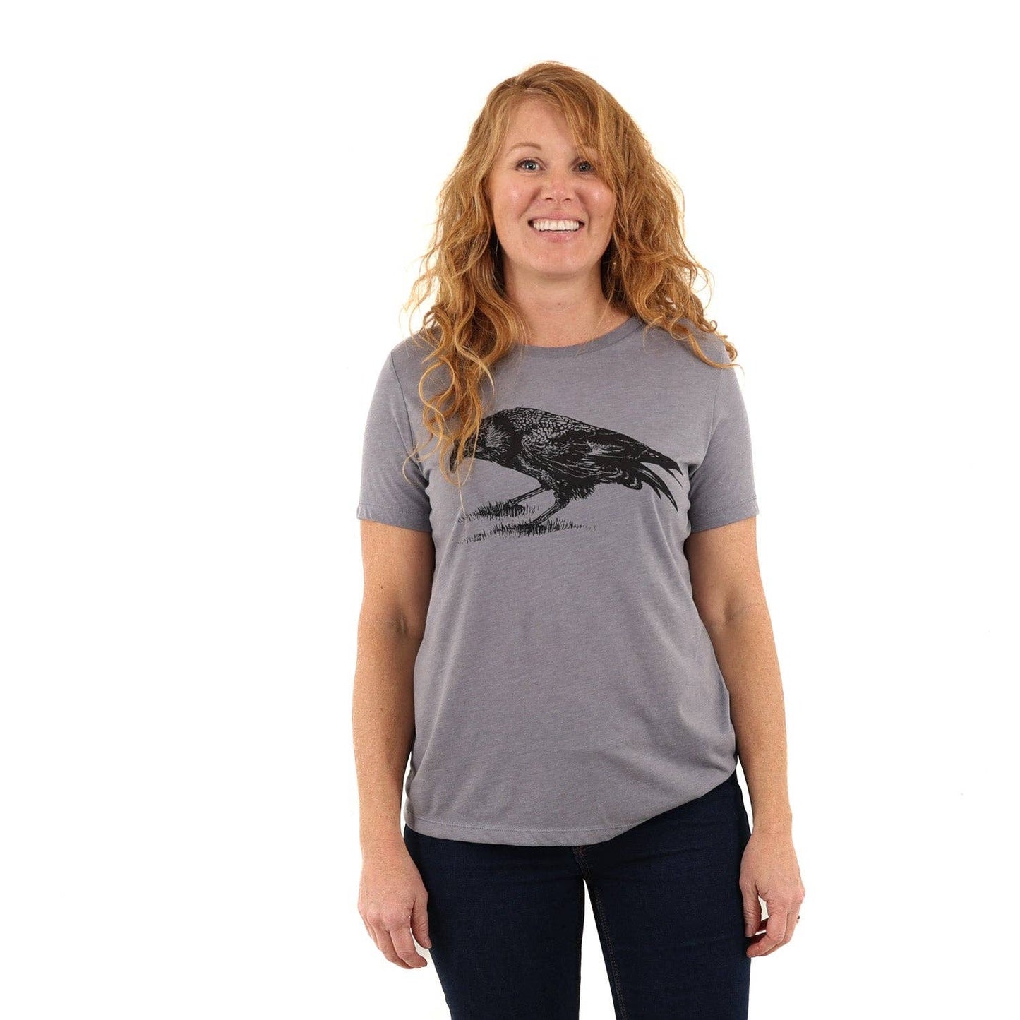 Women's Crow T Shirt: Heather Slate / L