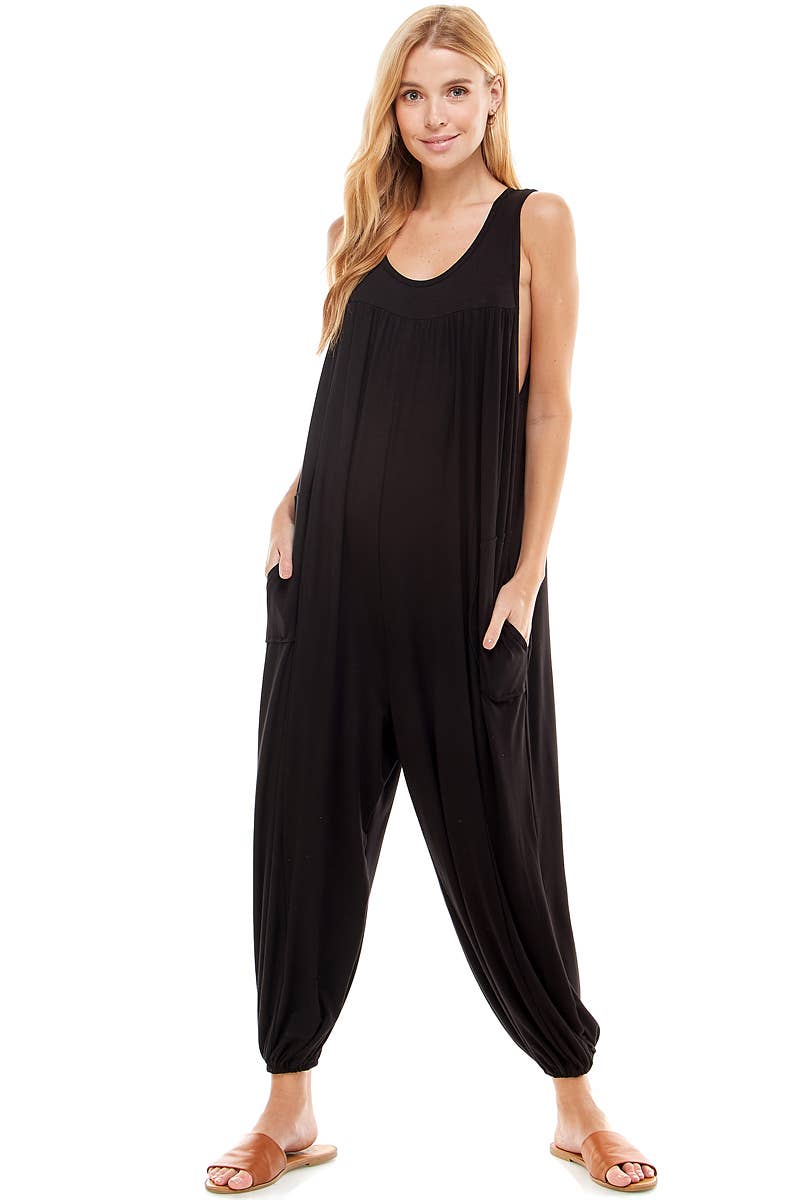 Ruched Front Sleeveless Harem Jumpsuit: Large