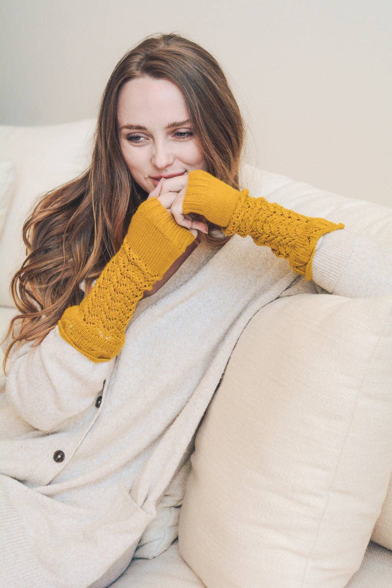 Trendy Winter Arm Warmers for Easy Texting 📱: Mustard