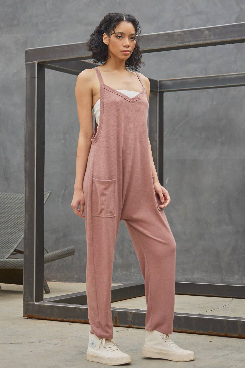 Solid Harem Jumpsuit with Pockets BLACK