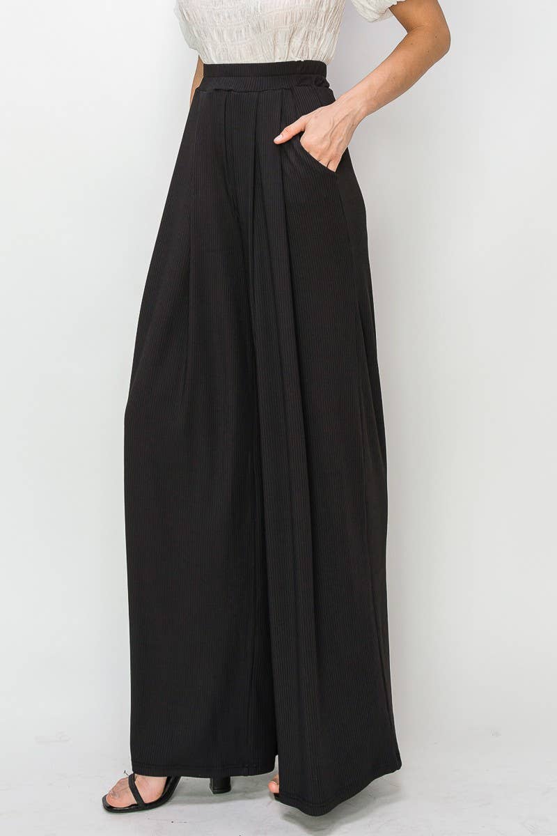 Super Flowy Ribbed Wide Leg Palazzo Pants